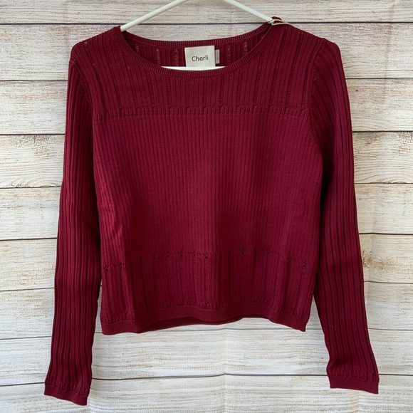 Charli London Red Long Sleeve Top Size Small - Picture 9 of 9